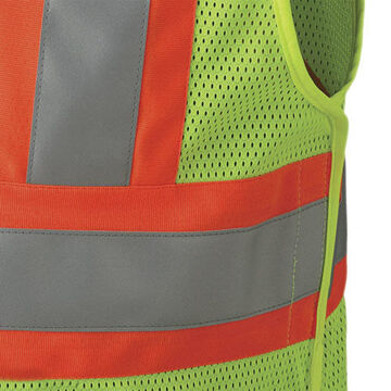 Safety Vest Flame-resistant Traffic, Hi-viz Yellow, Green, Polyester Mesh, Class 2