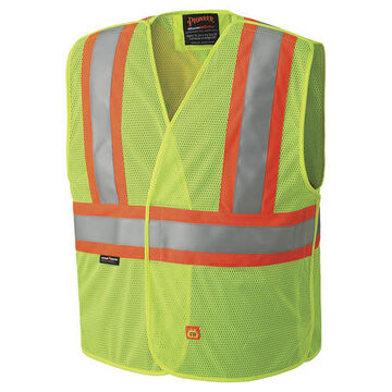 Flame-resistant Traffic Safety Vest, L/XL, Hi-Viz Yellow, Green, Polyester Mesh, Class 2