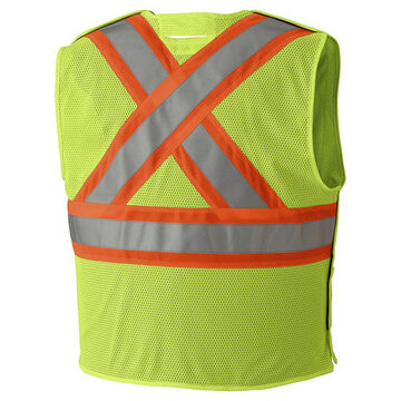 Flame-resistant Traffic Safety Vest, S/M, Hi-Viz Yellow, Green, Polyester Mesh, Class 2