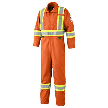 Safety Coverall, Size 40, Orange, 12% High-Tenacity Nylon, 88% Cotton