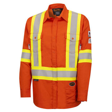 Flame Resistant Safety Shirt, Men/Unisex, XL, Orange, Cotton