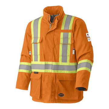 Flame Resistant Safety Jacket, Unisex, Small, Hi-Viz Orange, premium Cotton Blended with Nylon