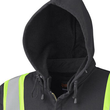 Flame Resistant Safety Hoodie, Medium, Black, 100% Cotton