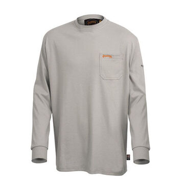 Flame Resistant Long-sleeved Shirt, XL, Light Gray, Cotton