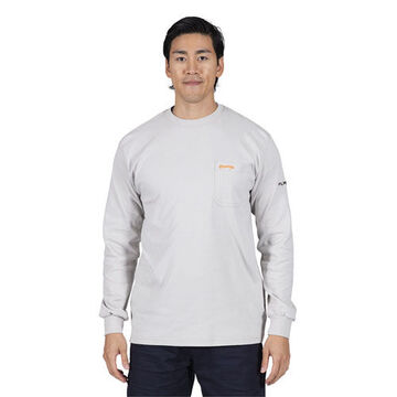 Flame Resistant Long-sleeved Shirt, XL, Light Gray, Cotton