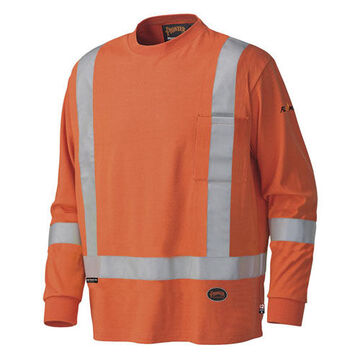 Safety Shirt Flame Resistant, Orange, Preshrunk Cotton