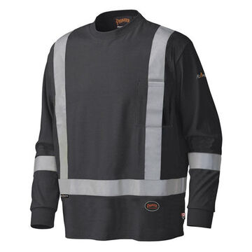 High Visibility Flame Resistant Long-Sleeve Shirt, Large, Black, Cotton