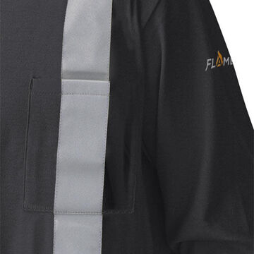 High Visibility Flame Resistant Long-Sleeve Shirt, Large, Black, Cotton