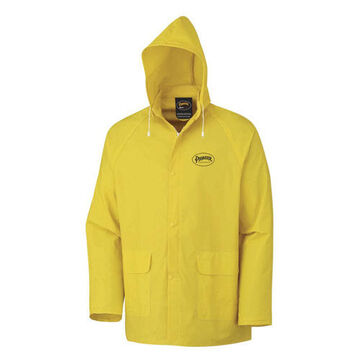 Rain Jacket, Men, 2XL, Yellow, PVC/Polyester, 50 to 52 in Chest