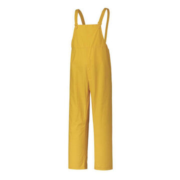 Waterproof Bib Pant, Large, Yellow, Polyester, PVC, 36-38 in Waist, 32 in lg