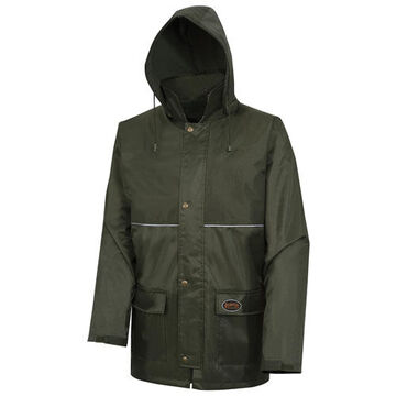 Rip stop Tree Planter Hooded Safety Jacket, Unisex, 2XL, Green, Oxford Polyester