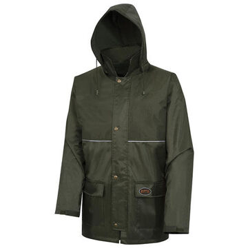 Safety Jacket Rip Stop Tree Planter Hooded, Unisex, Green, Oxford Polyester