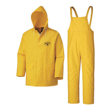 Waterproof Lightweight Safety Rain Suit, Large, Yellow, Polyester, PVC