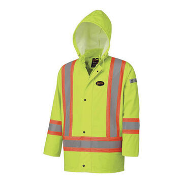 Rain Jacket, Women, 4XL, Hi-Viz Yellow, Green, Polyurethane