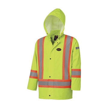 Rain Jacket, Women, XS, Hi-Viz Yellow, Green, Polyurethane