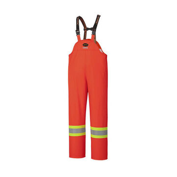 Pantalon de pluie imperméable à bavette, homme, 7XL, orange haute visibilité, polyester, polyuréthane, tour de taille 64-66 pouce