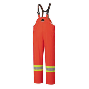 Waterproof Bib Rainpant, Men, Small, Hi-Viz Orange, Polyester, Polyurethane, 28-30 in Waist