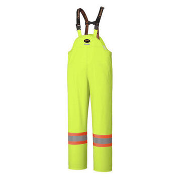 Pantalon de pluie à bavette imperméable, jaune haute visibilité, vert, polyester, polyuréthane