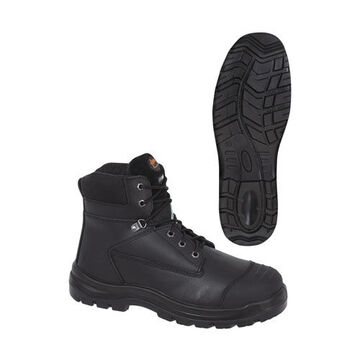 Work Boot, 6 In Ht, Leather, Black