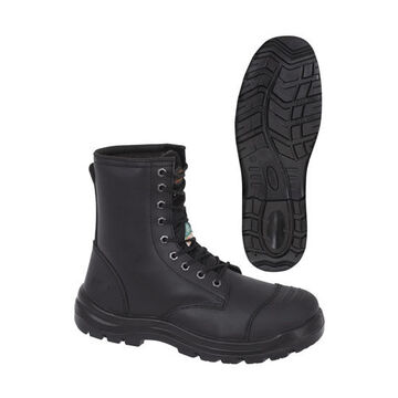 Work Boot, 8 In Ht, Leather, Black