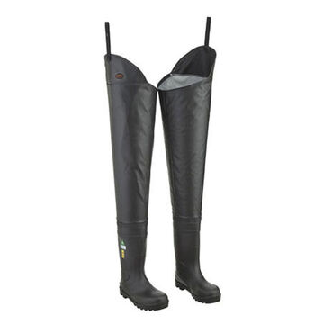 Bottes à bout/plaque pour hanches, bout en acier, taille 8, noir, toile enduite de PVC