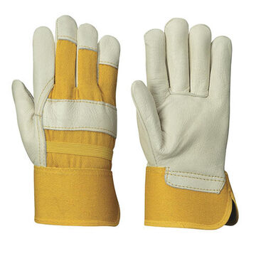 Gants à usage général en grain de vache pour installateur, grand, noir/jaune, cuir