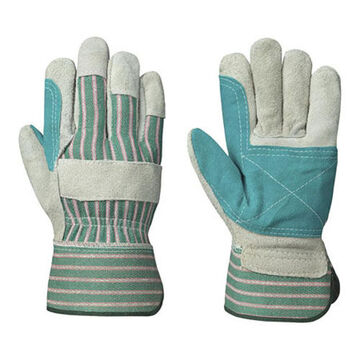 Gants d'installateur en cuir fendu de vache, grand, cuir fendu, gris/bleu