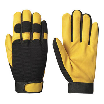 Glove Mechanic's Style Ergonomic Goat Grain, Gold/black