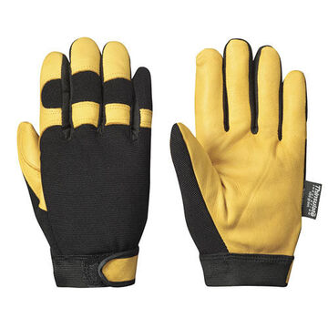 Insulated Mechanic Style Ergonomic Glove, Goat Grain, Gold/black