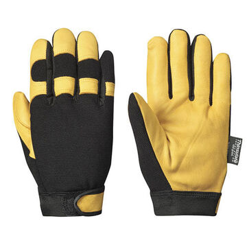 Glove Insulated Mechanic Style Ergonomic, Goat Grain, Gold/black