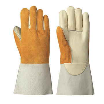 Welder's Gloves, Cowgrain Leather, Beige/gold, Cowsplit