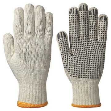 Work Gloves, Pvc, Black, 65% Cotton, 35% Polyester
