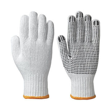 Work Gloves, Pvc, White, 65% Cotton, 35% Polyester