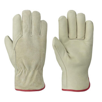 1-piece Palm Women's Fitter's Cowgrain General Purpose Gloves, Beige, Leather