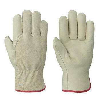 Gloves 1-piece Palm Women's Fitter's Cowgrain General Purpose, Beige, Leather