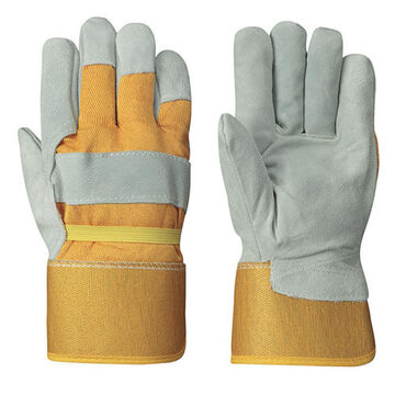 Gants à usage général isolés en cuir fendu pour monteur, grand, noir/jaune