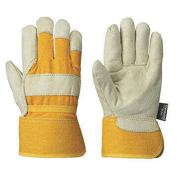 Gants d'usage général 1 piedèce isolés à la paume pour femmes isolés en grain de vache, grand, noir/jaune, cuir