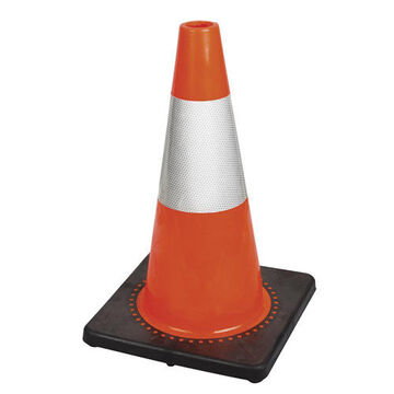 Flexible Safety Cone, 18 in ht, Orange, Premium PVC