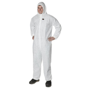 Coverall Disposable White, 3-layer Spunbond Melt-blown Synthetic, 54 To 56 In Chest