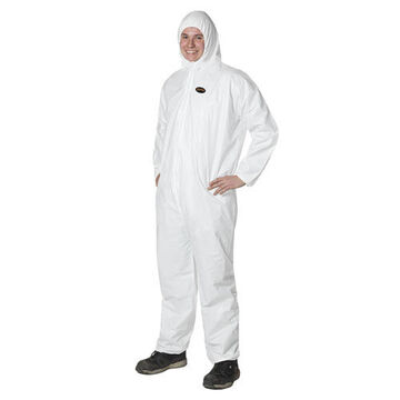 Coverall, Disposable, White, Microporous Film Laminate