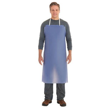 Medium-Duty Apron, Blue/White, PVC, 44 in lg, 54 in lg