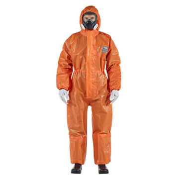 Encapsulated Chemical Coverall, X-Large, Orange, Multi-Layer Non-Woven Barrier Laminate Fabric, Side Entry