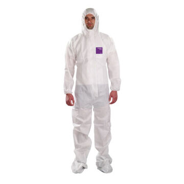 Breathable Coverall, Medium, White, SMS Fabric