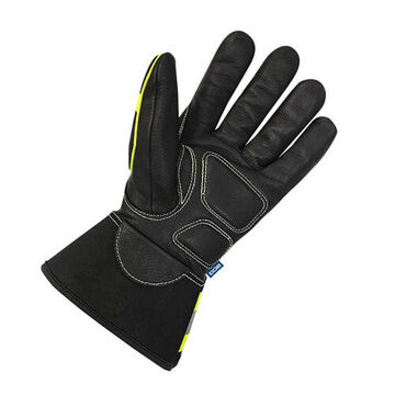 Driver Gloves, Goatskin Grain Leather Palm, Black/high Visibility Yellow, Kevlar Stitched