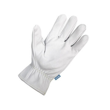 Driver Gloves, Goatskin Grain Leather Palm, White, Left And Right Hand, Kevlar Stitched