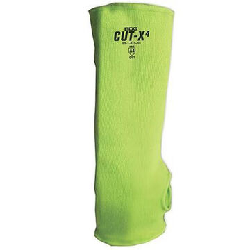 Cut-Resistant Sleeve, Universal, 10 in lg, Polyethylene/Fiberglass Shell, High Visibility Green, Shirred Slip-On Cuff