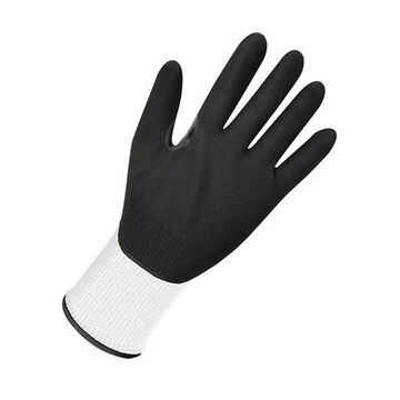 Coated Gloves, Foam Nbr Palm, Black, White, Hppe