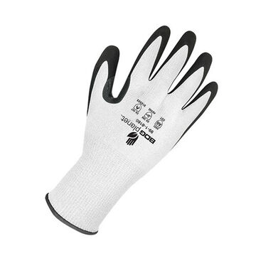 Coated Gloves, Foam Nbr Palm, Black, White, Hppe