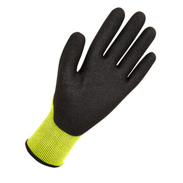 Gants enduits, paume en mousse de polyuréthane, noir/jaune haute visibilité, coque en Dyneema