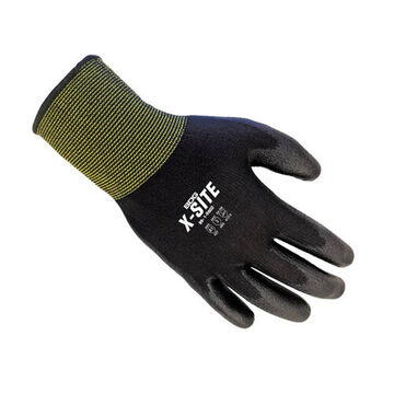 Dipped Coated Gloves, Polyurethane Palm, Black, Nylon